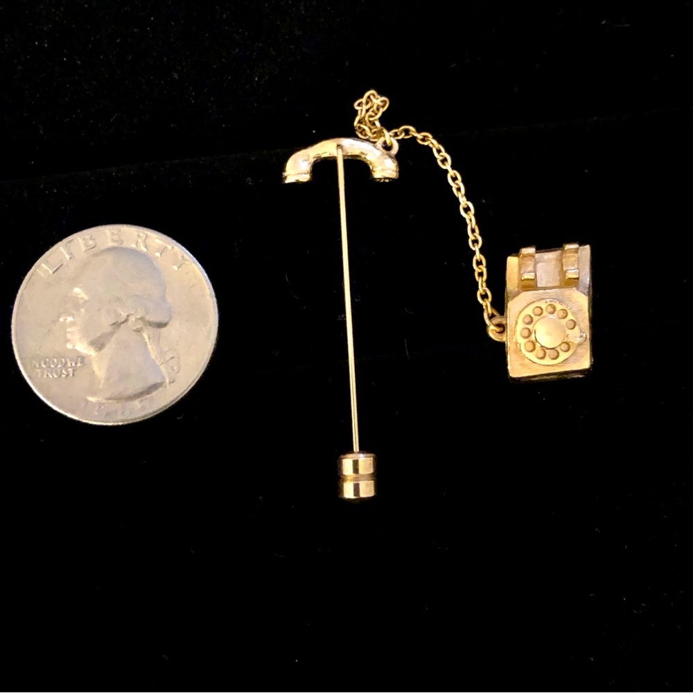 Vintage AVON- gold tone Telephone Brooch- stick pin/tie pin